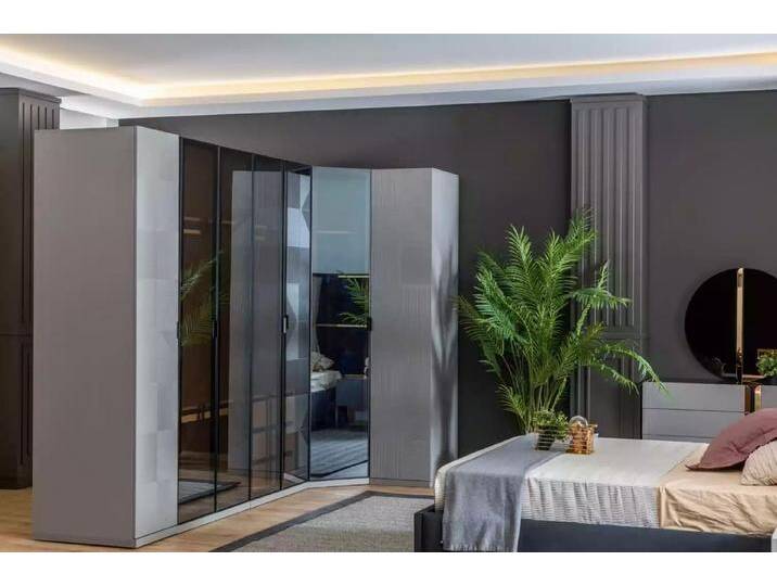 JVmoebel Eckkleiderschrank Grau Lackierter Eckschrank aus Holz für Schlafzimmermöbel (1-St., 1x nur Eckkleiderschrank) Made in Europa, grau von OTTO