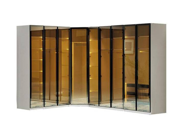 JVmoebel Eckkleiderschrank Kleiderschrank Eckkleiderschrank Schlafzimmer Glasschrank Modern Loft (1-St., Kleiderschrank) Made in Europa, braun weiß von OTTO