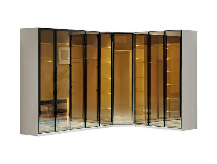JVmoebel Eckkleiderschrank Kleiderschrank Eckkleiderschrank Schlafzimmer Glasschrank Modern Loft (1-St., Kleiderschrank) Made in Europa, braun weiß von OTTO