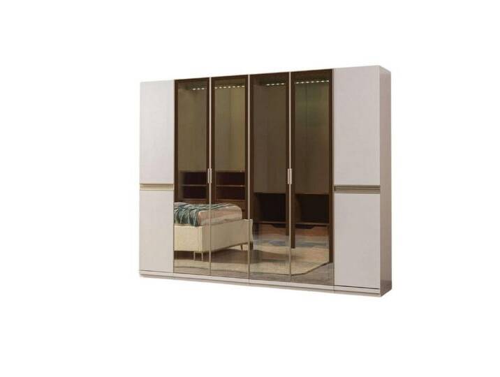 JVmoebel Eckkleiderschrank Moderner Eckkleiderschrank mit getöntem Glas für Schlafzimmer groß Made in Europe, beige von OTTO
