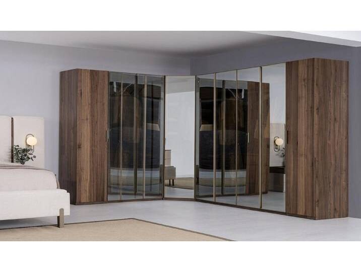 JVmoebel Eckkleiderschrank Moderner Eckschrank aus Holz – Designer Regalschrank in Braun (1-St., Eckkleiderschrank) Made in Europa, braun von OTTO