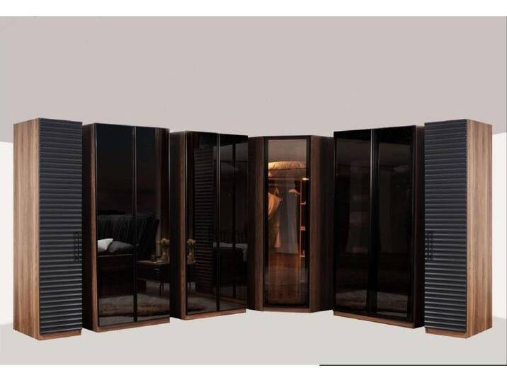 JVmoebel Eckkleiderschrank Schlafzimmer Möbel Moderner Eckschrank Luxuriöser Holz (1-St., Eckschrank) Made in Europa, braun von OTTO