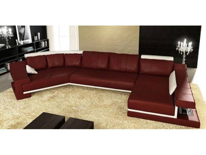 JVmoebel Ecksofa Design Rund Ecksofa Sofa Eck Couch Wohnlandschaft U Ecke, Made in Europa, rot, Ottomane Rechts - vor dem Sofa stehend von OTTO