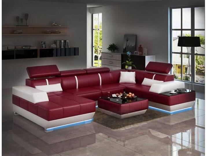 JVmoebel Wohnlandschaft Designer Sofa + USB,Polster Garnitur Ledersofa Sofas Neu, Made in Europa, rot, Variante B von OTTO