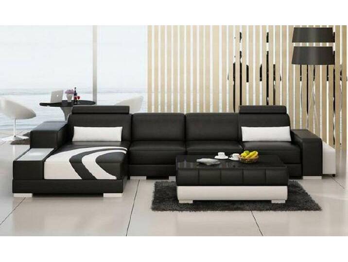 JVmoebel Ecksofa Ecksofa Wohnlandschaft Leder Polstergarnitur Couch Möbelstück, Made in Europa, schwarz JVmoebel Ecksofa Ecksofa Wohnlandschaft Leder Polstergarnitur Couch Möbelstück, Made in Europa, schwarz von OTTO