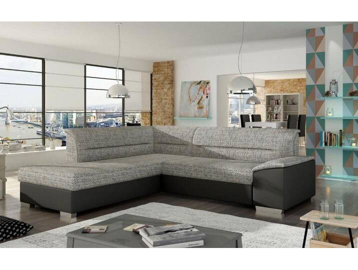 JVmoebel Ecksofa Ecksofa in L-Form mit Textilbezug und Sitzpolstergruppe, Made in Europa, grau schwarz, Links von OTTO