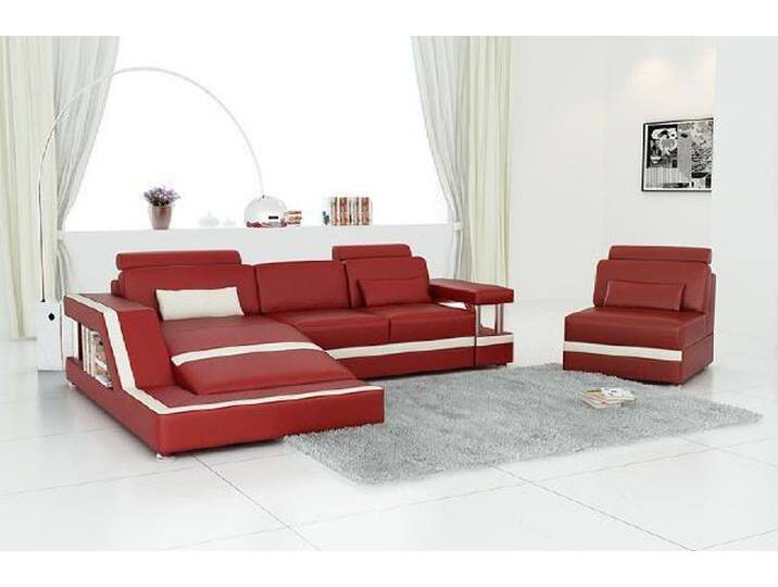 JVmoebel Ecksofa LEDERSOFA XXL WOHNLANDSCHAFT GARNITUR ECKCOUCH LEDER GARNITUR mit USB, Made in Europa, rot, Variante B von OTTO