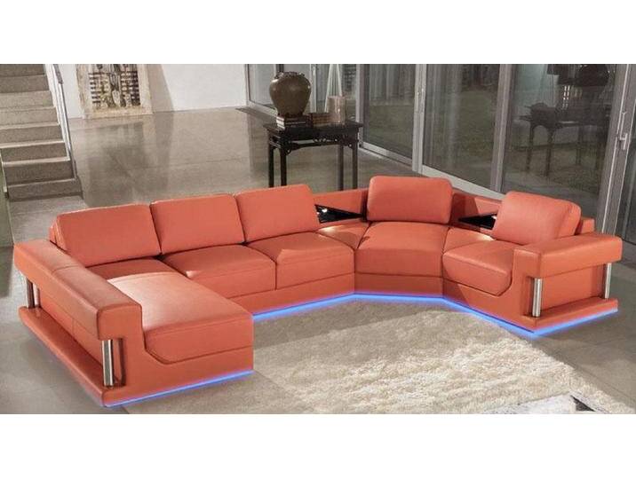 JVmoebel Wohnlandschaft Ledersofa Wohnlandschaft Couch Ecksofa Eck Garnitur Design Modern Sofa, Made in Europa, orange, Variante A von OTTO
