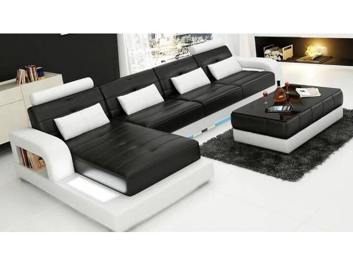 JVmoebel Ecksofa Ledersofa mit USB,Wohnlandschaft Ecksofa Eck Garnitur Design Modern, Made in Europa, schwarz, Variante A von OTTO