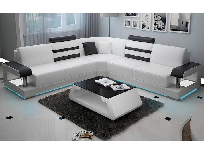JVmoebel Ecksofa Ledersofa mit USB Wohnlandschaft Ecksofa Eck Garnitur Couch Design, Made in Europa, weiß von OTTO