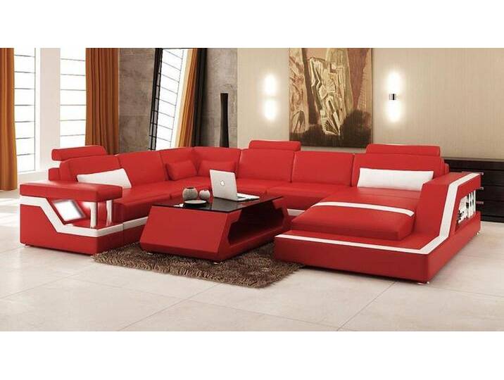 JVmoebel Ecksofa Moderne Eckcouch aus Leder mit USB und LED-Beleuchtung, Made in Europa, rot von OTTO