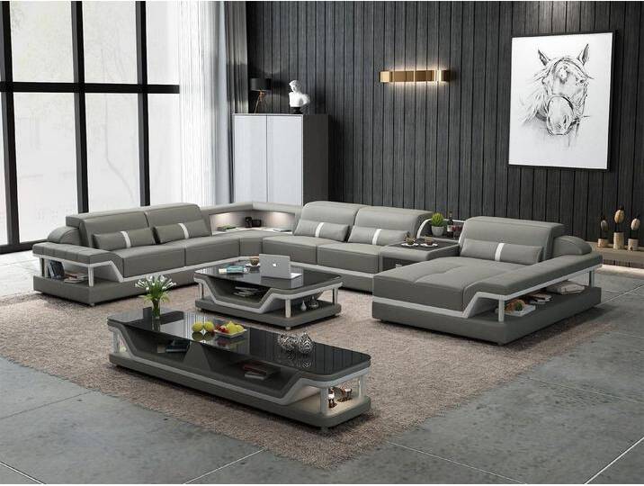 JVmoebel Ecksofa Sofa mit USB Wohnlandschaft U-Form Couch Polster Garnitur Weiß, Made in Europa, silberfarben, Ottomane Links - vor dem Sofa stehend JVmoebel Ecksofa Sofa mit USB Wohnlandschaft U-Form Couch Polster Garnitur Weiß, Made in Europa, silberfarben, Ottomane Links - vor dem Sofa stehend von OTTO