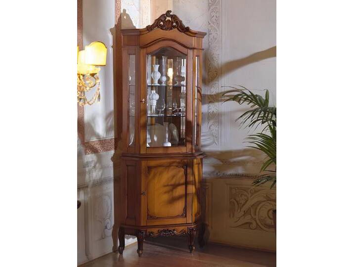 JVmoebel Eckvitrine Barocke Eckvitrine für das Wohnzimmer - Eleganter Vitrinenschrank Made in Europa, braun von OTTO