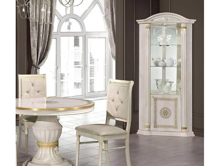 JVmoebel Eckvitrine Eckvitrine aus Holz mit Glas, beige Anrichte für jeden Raum (1-St) Made in Europa, beige von OTTO