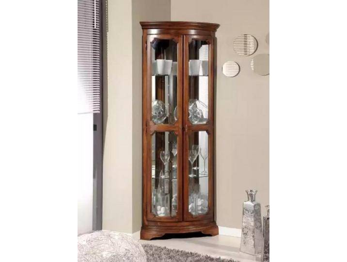 JVmoebel Eckvitrine Italienische Eckvitrine aus Holz in Braun – Klassischer Vitrineschrank (1-St., Eckvitrine) Made in Europa, braun von OTTO