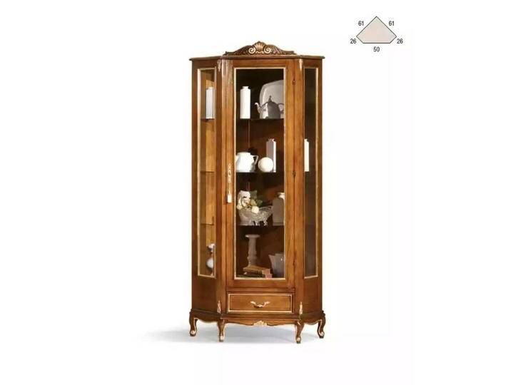 JVmoebel Eckvitrine Massiver Vitrinenschrank aus Holz mit Glas für klassisches Wohnen (1-St., 1x Vitrine) Made in Italy, braun von OTTO