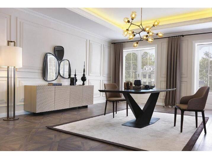 JVmoebel Essgruppe Essgruppe mit Tisch und 4 Stühlen, Anrichte und Spiegel in Braun, Made in Europa, braun JVmoebel Essgruppe Essgruppe mit Tisch und 4 Stühlen, Anrichte und Spiegel in Braun, Made in Europa, braun von OTTO