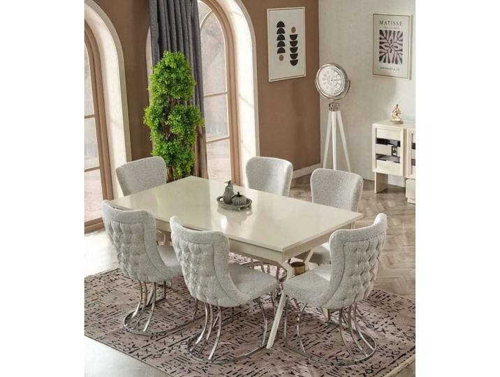JVmoebel Essgruppe Esstisch mit 6x Stühle Esszimmer Komplett Set Modern Design Holzmöbel, (7tlg Esszimmer Set (Esstisch + 6x Stühle), Made in Europa von OTTO