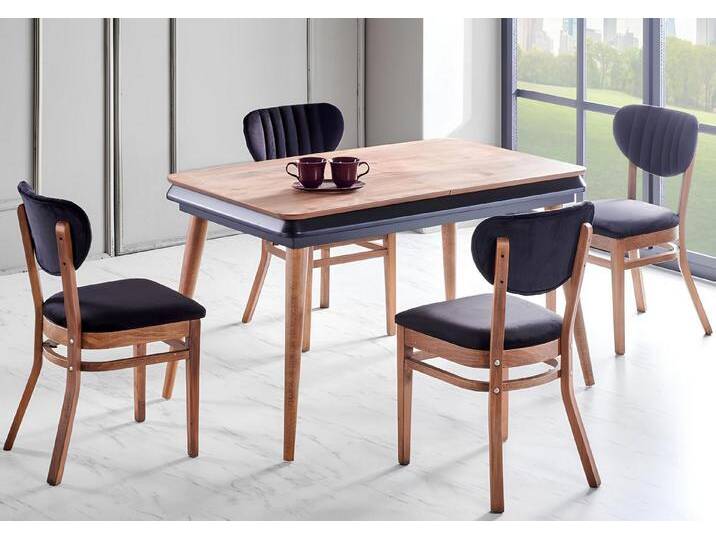 JVmoebel Essgruppe Esszimmer-Set 5tlg. Esstisch 4x Stühle Modern Design Schwarz Luxus Set, (5TLG ESSZIMMER SET (ESSTISCH + 4X STÜHLE), Made in Europa von OTTO