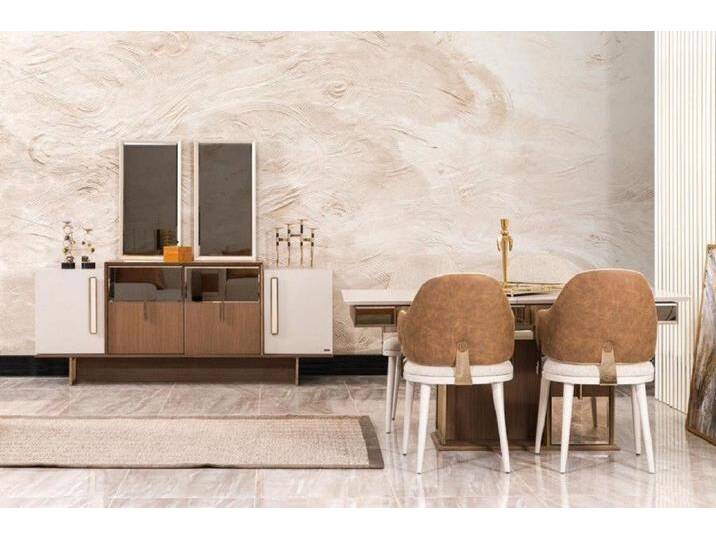 JVmoebel Essgruppe Esszimmer Set Garnitur Tisch 4x Stühle Design Sideboard Modern Möbel, (6-tlg., 6tlg.Esszimmer Set(Esstisch+4x Stühle+Sideboard) von OTTO