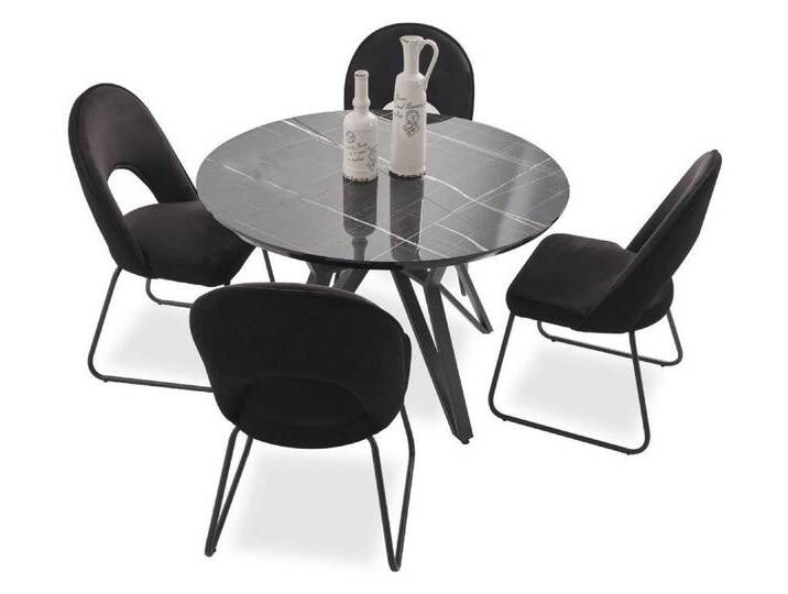 JVmoebel Essgruppe Luxus Esszimmer set Esstisch 4x Stühle Stuhl Textil Essgruppe Garnitur, (5-tlg., 5tlg. Esszimmer Set (Esstisch + 4x Stühle) von OTTO