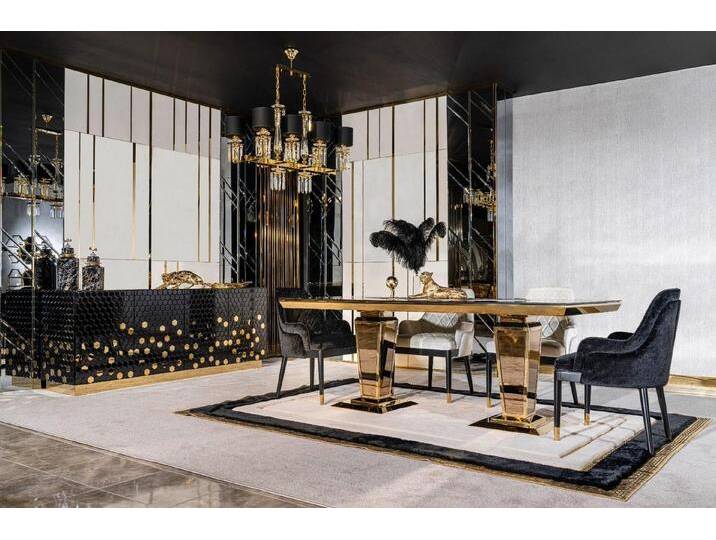 JVmoebel Esszimmer-Set Essgruppe mit 6 Stühlen und Anrichte - Tischset für Esszimmer, (6-St., Tisch, 4х Stühle, Anrichte), Made in Europa, schwarz von OTTO