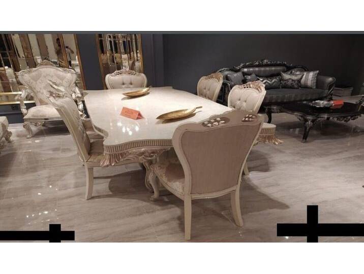 JVmoebel Essgruppe Esszimmer Esstisch Stuhl Ess Gruppe Garnitur Set Holz Tische Stuhle, (7-tlg), Made in Europa, weiß von OTTO