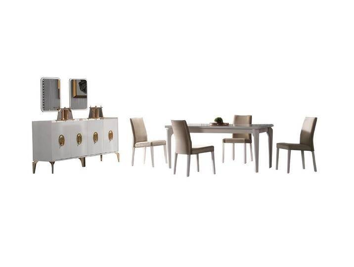 JVmoebel Esszimmer-Set Esszimmer Set 7tlg. - Esstisch, 4 Stühle, Sideboard & Spiegel, modern, (7-St., Esstisch, 4x Stuhle, Sideboard), Made in Europe von OTTO