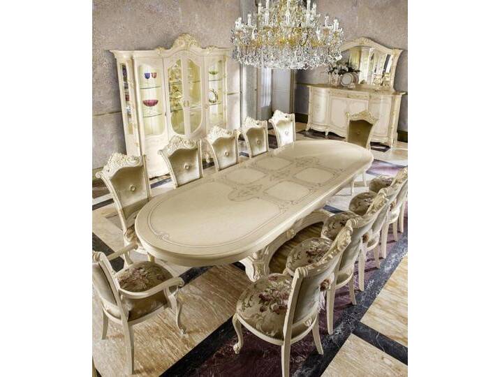 JVmoebel Esszimmer-Set Esszimmer Set Ess Gruppe Holz Tisch Tische Komplett Set 12 Stühle, Made in Europa, weiß JVmoebel Esszimmer-Set Esszimmer Set Ess Gruppe Holz Tisch Tische Komplett Set 12 Stühle, Made in Europa, weiß von OTTO