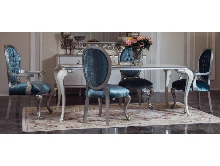 JVmoebel Esszimmer-Set Esszimmer Tischset mit 4 Stühlen - Klassische Möbelgruppe, Made in Europa, silberfarben JVmoebel Esszimmer-Set Esszimmer Tischset mit 4 Stühlen - Klassische Möbelgruppe, Made in Europa, silberfarben von OTTO