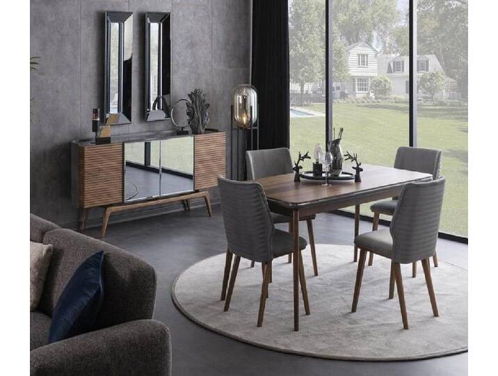JVmoebel Esszimmer-Set Esszimmergruppe Sitzgruppe Esszimmer Esstisch Stühle Sideboard, (8-St., 8tlg. Esszimmer Set(Esstisch + 4x Stühle + Sideboard + 2x Spiegele) von OTTO