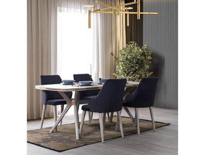 JVmoebel Esszimmer-Set Moderne Essgruppen Kombination Tisch mit 6 Stühlen, (7-St., Esstisch + 6x Stuhle), Made in Europa, weiß von OTTO