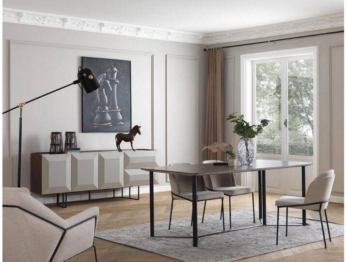 JVmoebel Esszimmer-Set Weißes Esszimmer Set 8-teilig Holz Essecke Esstisch Neu, (8-St., 1x Esstisch + 6x Stühle + 1x Sideboard), Made in Europa, weiß von OTTO