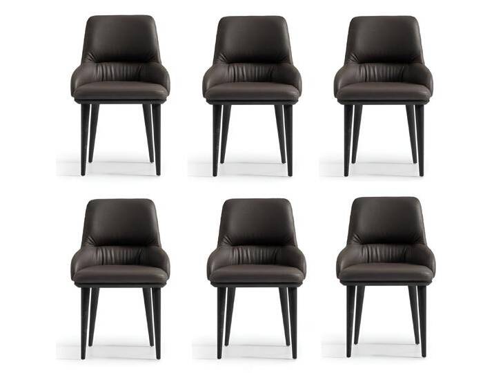JVmoebel Esszimmerstuhl Braun 6x Stühle Küchenstuhl Kunstleder Gruppe Set 6tlg Stühle (6 St), Made in Europa, braun von OTTO
