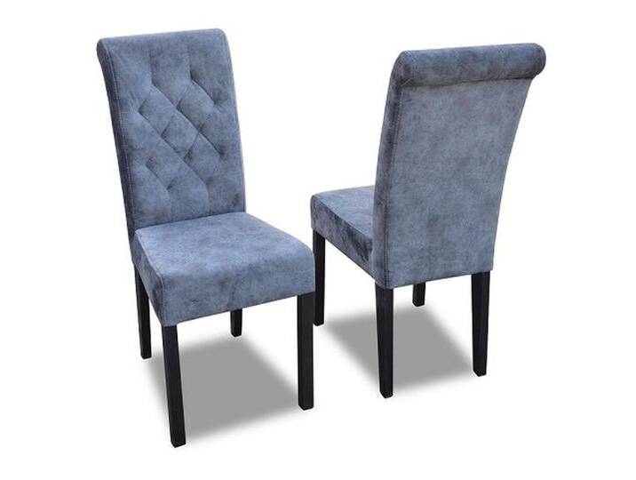 JVmoebel Esszimmerstuhl Chesterfield Stuhl Set 6x Esszimmer Stühle Polster Leder Grau K11 (6 St), Made in Europe, grau von OTTO