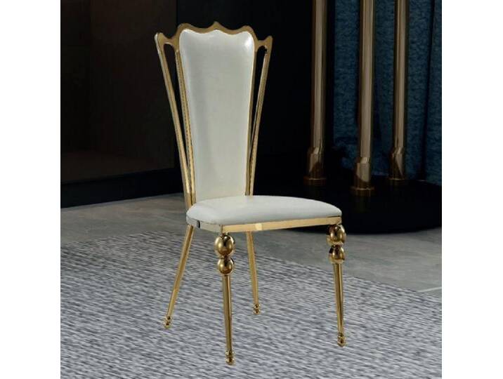 JVmoebel Esszimmerstuhl Esszimmer Designer Weiß-Goldener Stuhl Polster Möbel Modern Neu (1 St), Made in Europa, weiß von OTTO