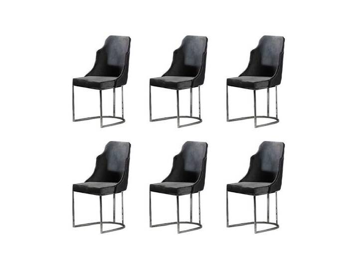 JVmoebel Esszimmerstuhl Gruppe Esszimmerstühle Stühle Küchenstühle Grau 6tlg Stoff Metall (6 St), Made in Europa, grau von OTTO