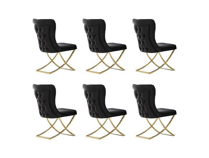 JVmoebel Esszimmerstuhl Gruppe Küchenstühle Esszimmerstühle Stühle Schwarz 6tlg Stoff Design (6 St), Made in Europa, schwarz von OTTO
