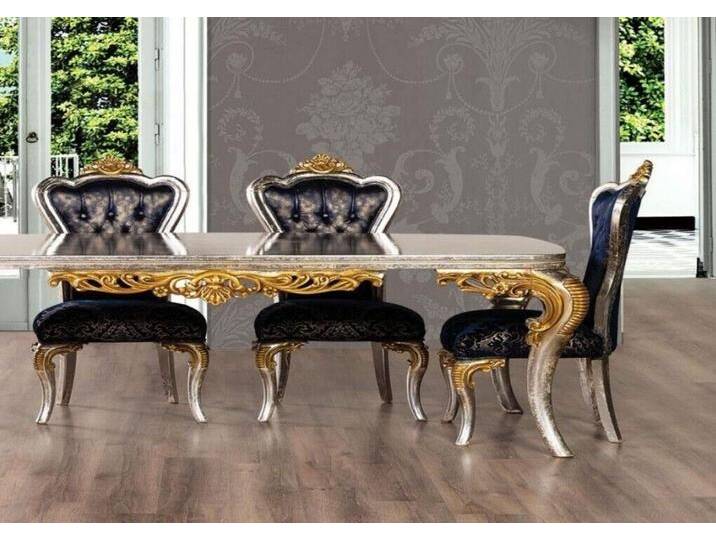 JVmoebel Esszimmerstuhl Stuhl Holz Luxus Esszimmer Barock Rokoko Design Möbel (1 St), Made in Europa, blau von OTTO