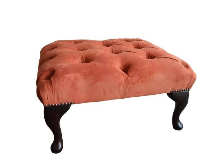 JVmoebel Fußhocker Hocker Sessel Fernseh Design Polster Fußhocker Chesterfield Textil Neu (Chesterfield Hocker - 368), Made in Europa, orange von OTTO