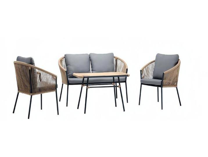 JVmoebel Gartenlounge-Set Sofagarnitur Rattan Grau Luxuriöse Sofa 2 Sitzer Moderner 2x Sessel, (4tlg Set(Sofa 2 Sitzer+2x Sessel+Couchtisch) von OTTO