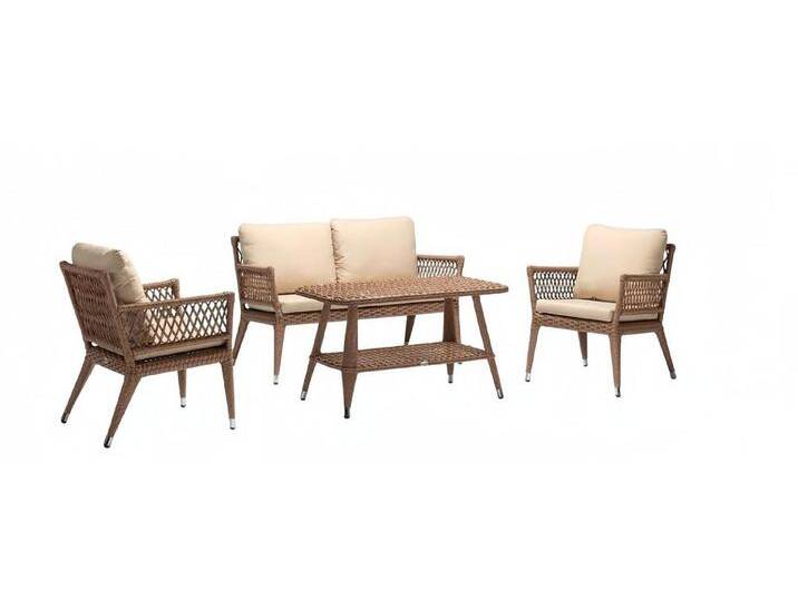 JVmoebel Gartenlounge-Set Sofagarnitur Sofa 2 Sitzer Luxuriöse Rattan Moderner 2x Sessel, (4tlg Set(Sofa 2 Sitzer+2x Sessel+Couchtisch) von OTTO