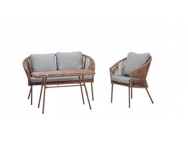 JVmoebel Gartenlounge-Set Sofagarnitur Sofa 2 Sitzer Luxuriöse Rattan Moderner Braun Sessel, (3-tlg., 3tlg Set(Sofa 2 Sitzer+Sessel+Couchtisch) von OTTO