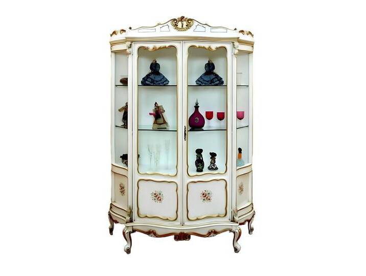JVmoebel Glasvitrine Glasschrank Vitrine Barock Möbel Italienische Einrichtung Vitrinen Made in Europa, weiß von OTTO