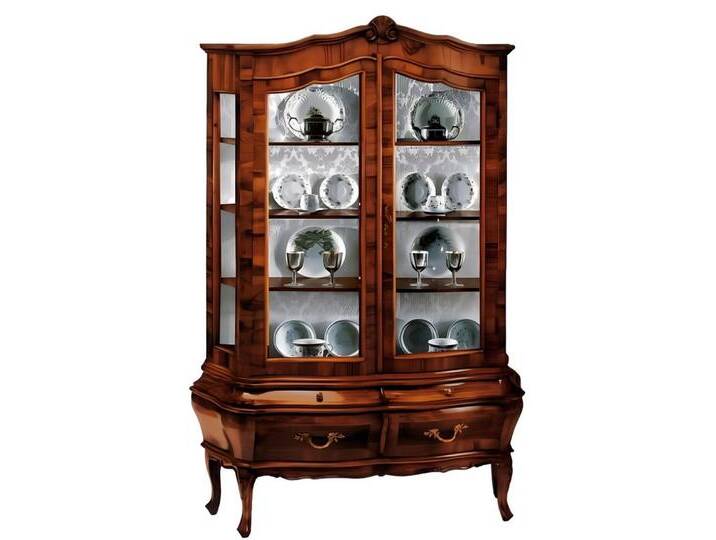 JVmoebel Glasvitrine Massivholz Schrank Luxus Vitrine Mit Glastüren Esszimmer Anrichte (Vitrine) Made in Europa, braun von OTTO