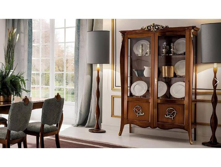 JVmoebel Glasvitrine Vitrine Glas Schrank Kommode Schränke Italien Möbel Holz Stil Barock Made in Europa, braun von OTTO