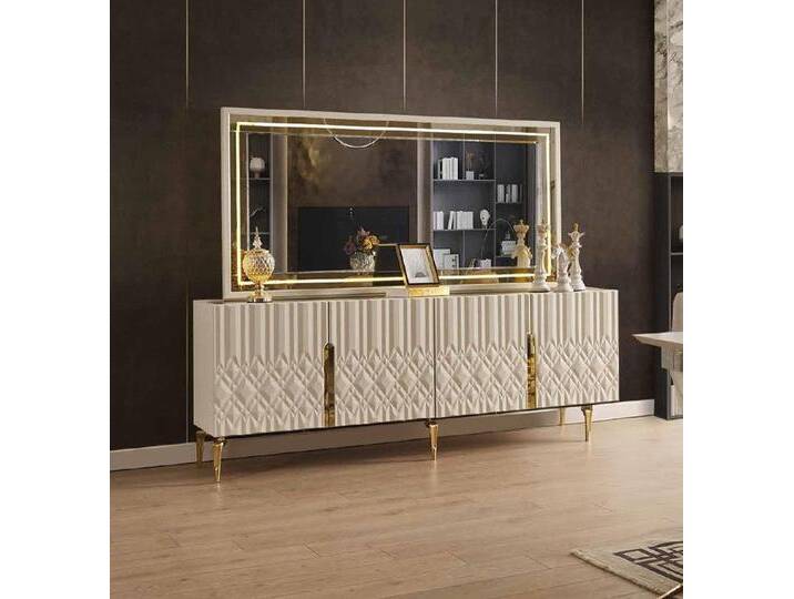 JVmoebel Hochkommode Modern Holz Sideboard Kommode mit Spiegel 2tlg Sofort (1 St) von OTTO