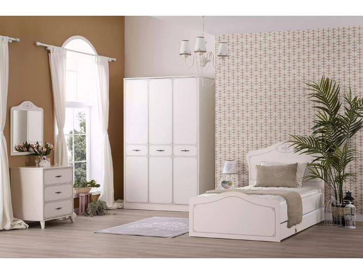 JVmoebel Jugendzimmer-Set Jugendbett Set 5tlg. Ausziehbar Funktionsbett Holz Weiß, (5-tlg., Bett + Nachttisch + Kleiderschrank + Kommode + Spiegel) von OTTO