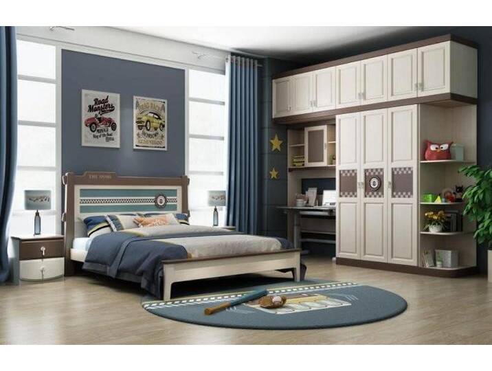 JVmoebel Jugendzimmer-Set Jugendzimmer Schlafzimmer Komplett Set Bett Nachttisch Kommode 6tlg, Made in Europa, beige blau, Blau/Beige JVmoebel Jugendzimmer-Set Jugendzimmer Schlafzimmer Komplett Set Bett Nachttisch Kommode 6tlg, Made in Europa, beige blau, Blau/Beige von OTTO
