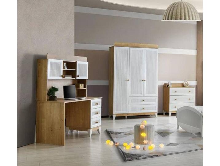 JVmoebel Jugendzimmer-Set Jugendzimmer Schlafzimmer Modernes Kinder Zimmer Schrank Tisch Kommode, (3-tlg., Schreibtisch + Kleiderschrank + Kommode) von OTTO
